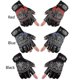 thumbnail image 3 of Pu Leather Studded Half-finger Pu Driving Motorcycle Gloves Pirate Skull, 3 of 5