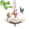 thumbnail image 6 of Inverted Umbrella Bird Feeder with Pink & Yellow Butterfly And Pink Leaf, Umbrella Bird Feeder Garden Patio Hanging Metal Crafts (1Pc), 6 of 6