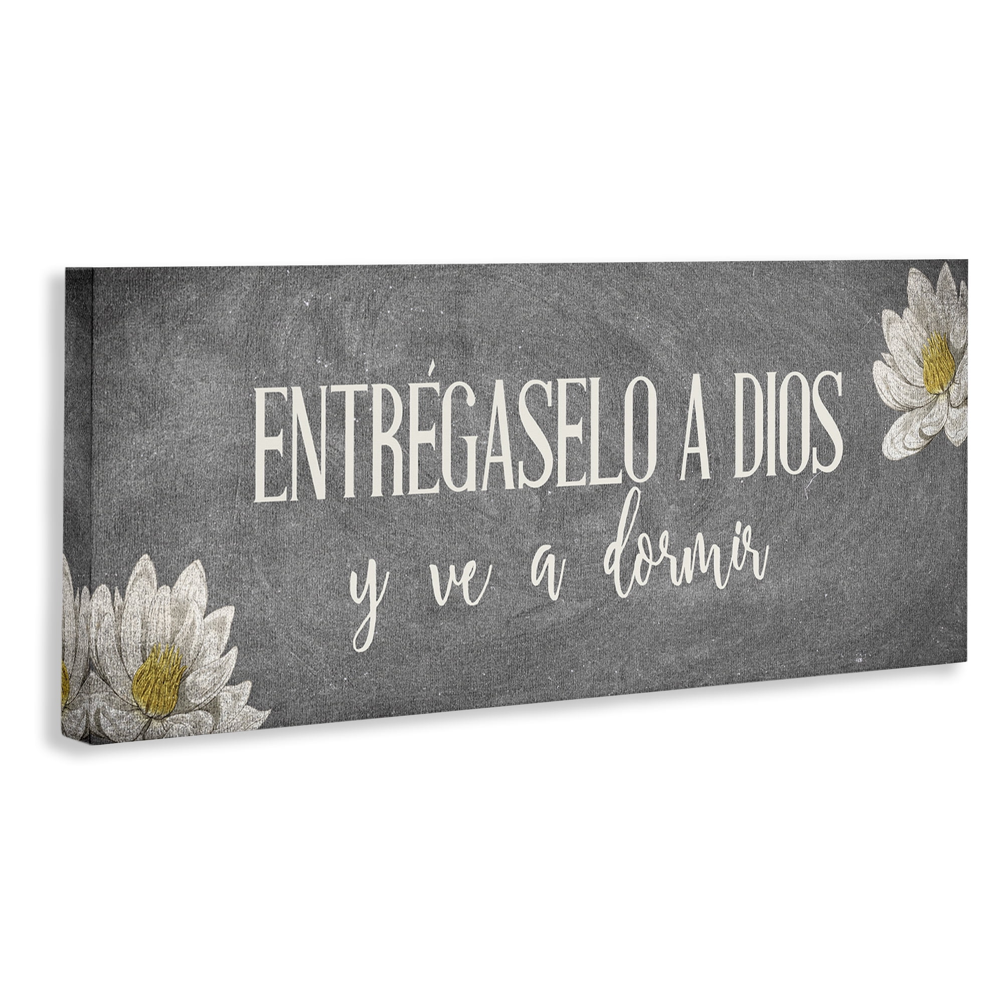 Stupell Industries Entrégaselo a Dios y Descansa Religious Quotes and Sayings Painting Wrapped Canvas Art Print Wall Art, 24 x 10