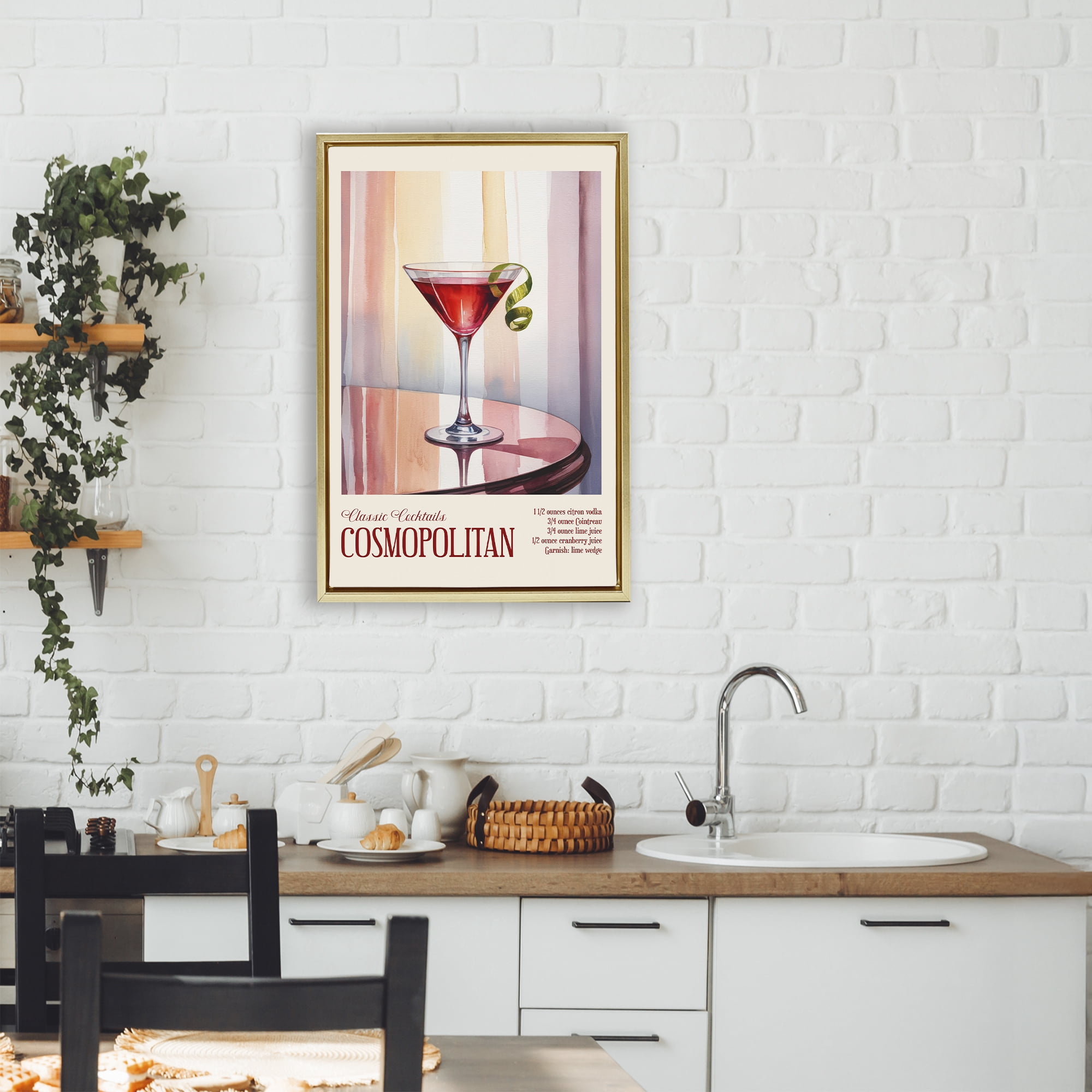 Stupell Industries Cosmopolitan on Reflective Table Gold Framed Floater Canvas Wall Art, design by Andreas Magnusson