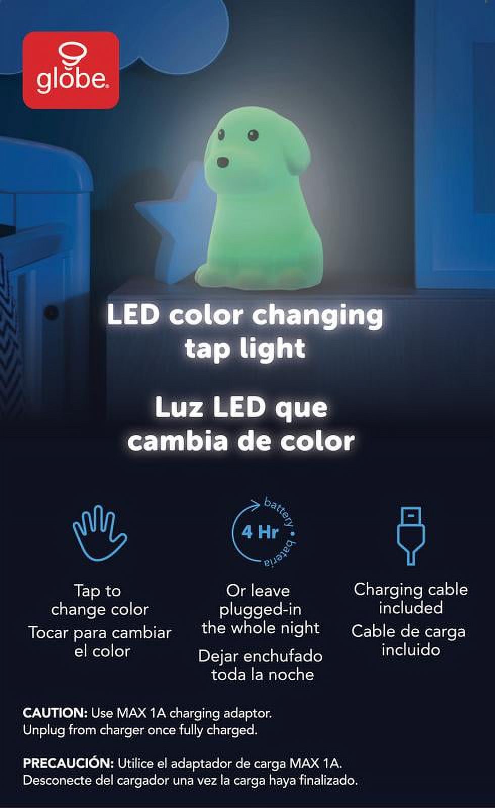 Globe Electric LED White Dog Night Light, Multicolor Silicone photo 3