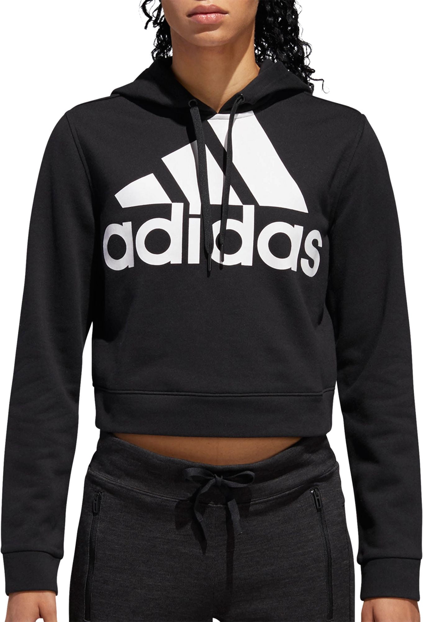 adidas women's cropped french terry hoodie