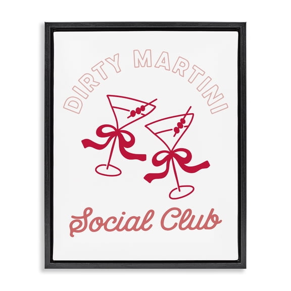 Stupell Industries Eclectic Pink Martini Social Club Black Floating Frame Canvas Art, 17 x 21, by Lettered and Lined