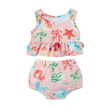 

Canrulo Toddler Baby Girls Bikini Set Animal Print Ruffle Vest and Shorts Swimsuit Summer Bathing Suit Beachwear Pink 2-3 Years