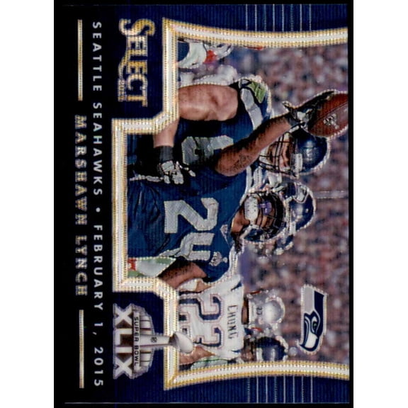 Marshawn Lynch Card 2014 Select Super Bowl Blue Mojo #39