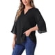 thumbnail image 4 of Blusa de malla con cuello en V y mangas 3/4 de INSPIRE CHIC para mujer, 4 of 6