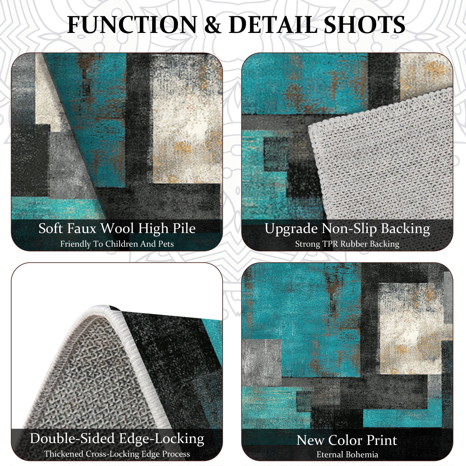 3 Piece Kitchen Rug Set, Non-Slip And Washable, Abstract Pattern Kitchen Hallway Rug, Soft And Comfortable, Suitable For Sinks, Floors, Entrances, Hallways and Bathrooms