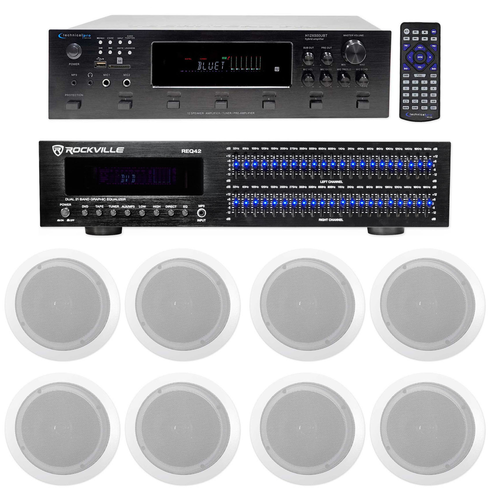 Technical Pro 6000w 6) Zone, Home Theater Bluetooth Receiver+8) 6.5