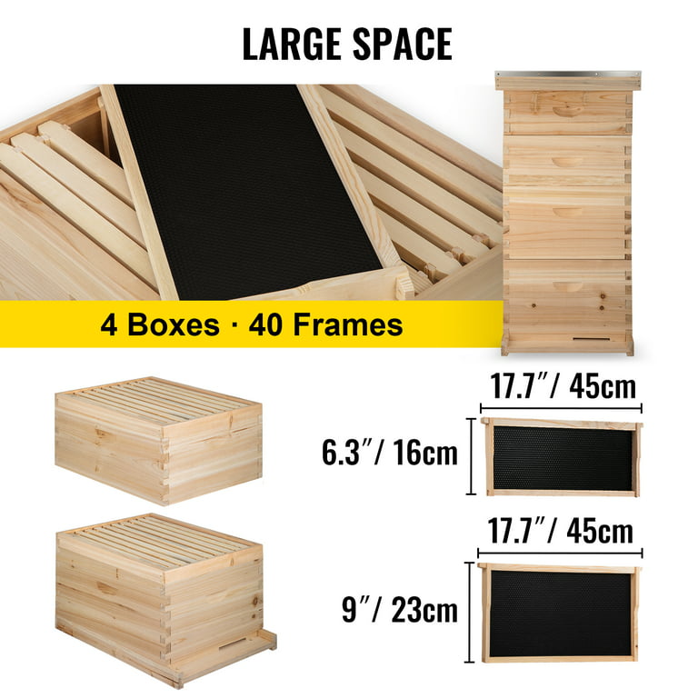VEVOR Bee Hive 10-Frame Complete Beehive Kit 100% Beeswax Natural