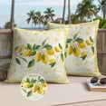 thumbnail image 2 of Summer Lemons Outdoor Pillow Covers Pack of 2 Pastoral Yellow Fruit Plant Leaves Floral Plaid Waterproof Throw Pillow Covers Decorative Cushion Cases for Patio Garden Tent Balcony Couch 26x26 inch, 2 of 9