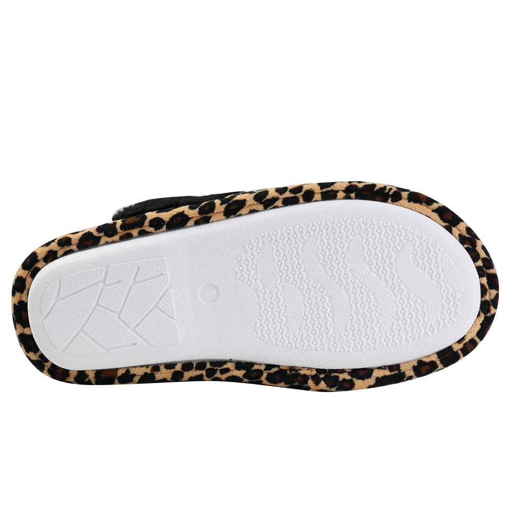 Women’s Cozy Leopard Print Slippers – Plush Faux Fur House Shoes with Memory Foam Comfort & Non-Slip Sole for Indoor Wear