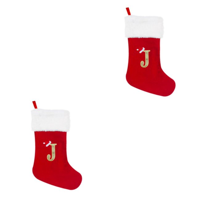 Advancent Calcetín De Papá Noel Personalizable - Regalo Para Niños Y Adultos Variedad De Estilos A Elegir Tela Grande Rojo J J roja grande 2Conjunto