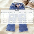 thumbnail image 3 of SERTG Girls Straight Wide Leg Jeans Loose Fit Bow Tie Belt Elastic Waist Kids Spring Summer Casual Long Pants Everyday Trousers(Blue,2-3 Years), 3 of 6