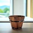 thumbnail image 4 of OULII Pot de Fleurs Extérieur en Bois Tonneau Rond Marron Perméable Trou Inférieur 1Pcs, 4 of 7