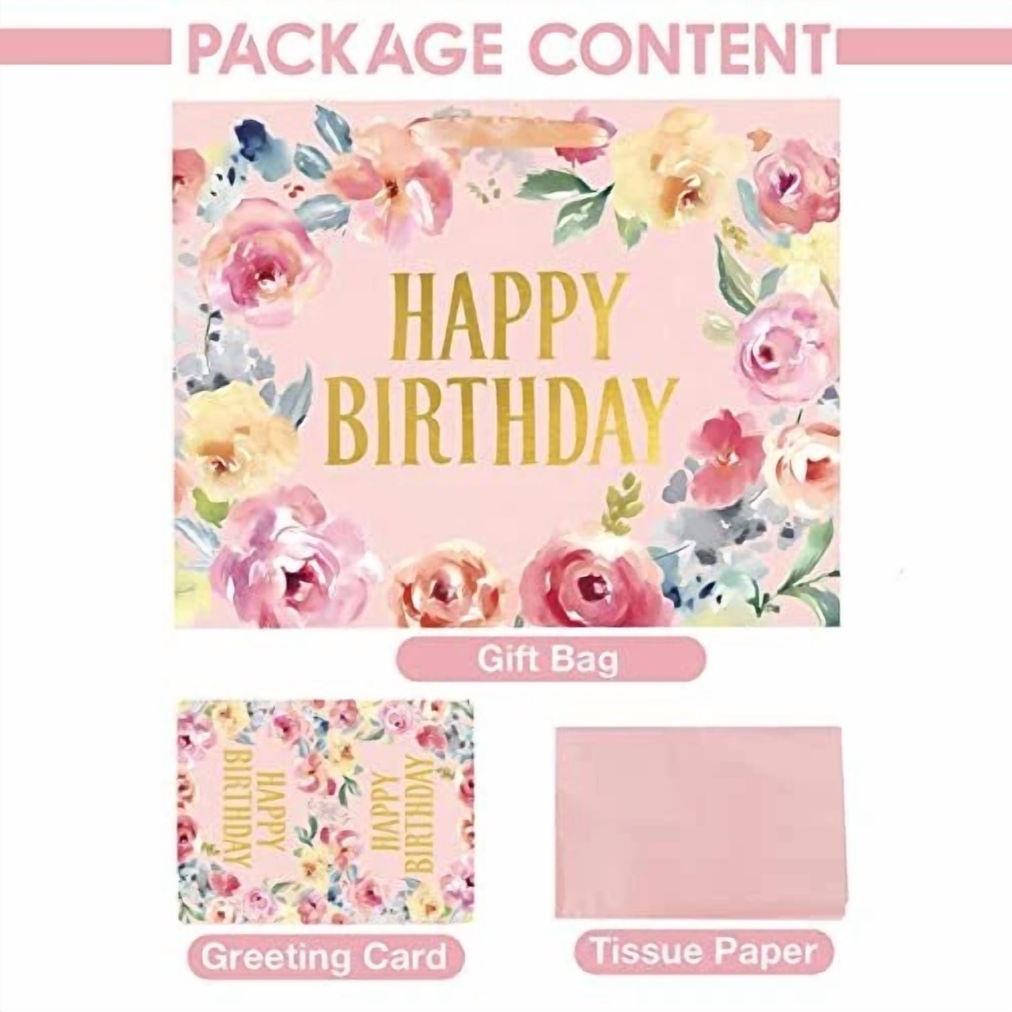 BUTTERFLY- 13" Large Happy Birthday Gift Bag With Card And Tissue Papers For Women Girls