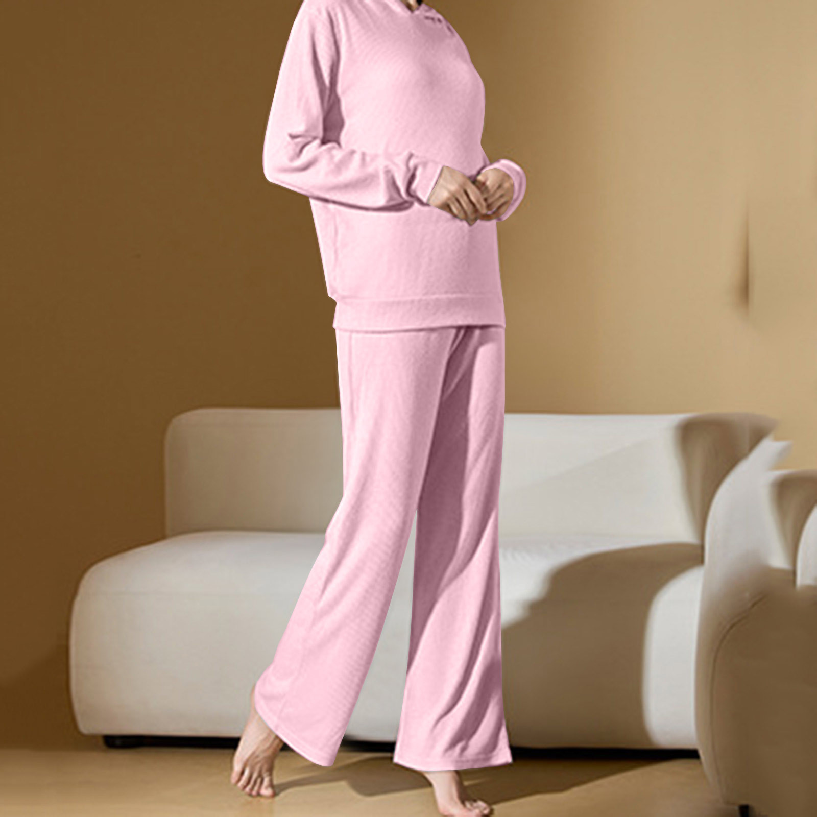 Ensemble En Tricot Femme Pink - Taille 48 EU, Couleur Bleu, Style Décontracté Rétro, Occasion