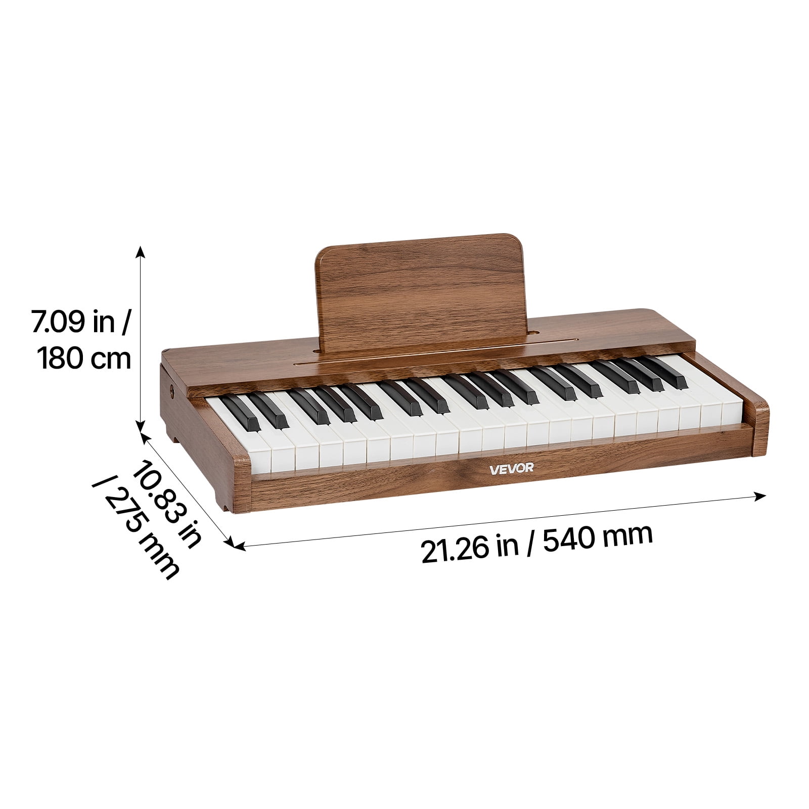 VEVOR Kids Piano Keyboard, 37 Keys Wooden Digital Piano for Kids, Mini Music Educational Instrument Toy with Realistic Sound, Dual Power, Adjustable Volume for Toddlers, Boys Girls Learning,Walnut