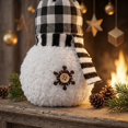 thumbnail image 4 of Snowman Figurine Plush Black and White Checkered Tabletop Decor for Christmas Indoor Home Holiday Display, 4 of 6