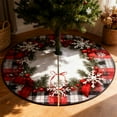 thumbnail image 5 of Christmas Tree Skirt 60 inch, Red Plush Snowman Snowflakes Christmas Tree Skirt, Farmhouse Xmas Tree Skirt Ornaments for Christmas Tree,, 5 of 5
