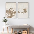 thumbnail image 2 of IDEA4WALL Framed Canvas Print Wall Art Set Duotone Tree Leaves Plant Retro Art Decorative Bohemian Nature Pastel Botanical Artwork for Living Room, Bedroom, Office - White 24"x36"x2, 2 of 5
