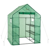 Machrus Ogrow Deluxe Walk-In Greenhouse for Outdoors with 2 Tiers & 8 Shelves – Durable Indoor Greenhouse with Green Cover for Mini Greenhouses and Garden Use
