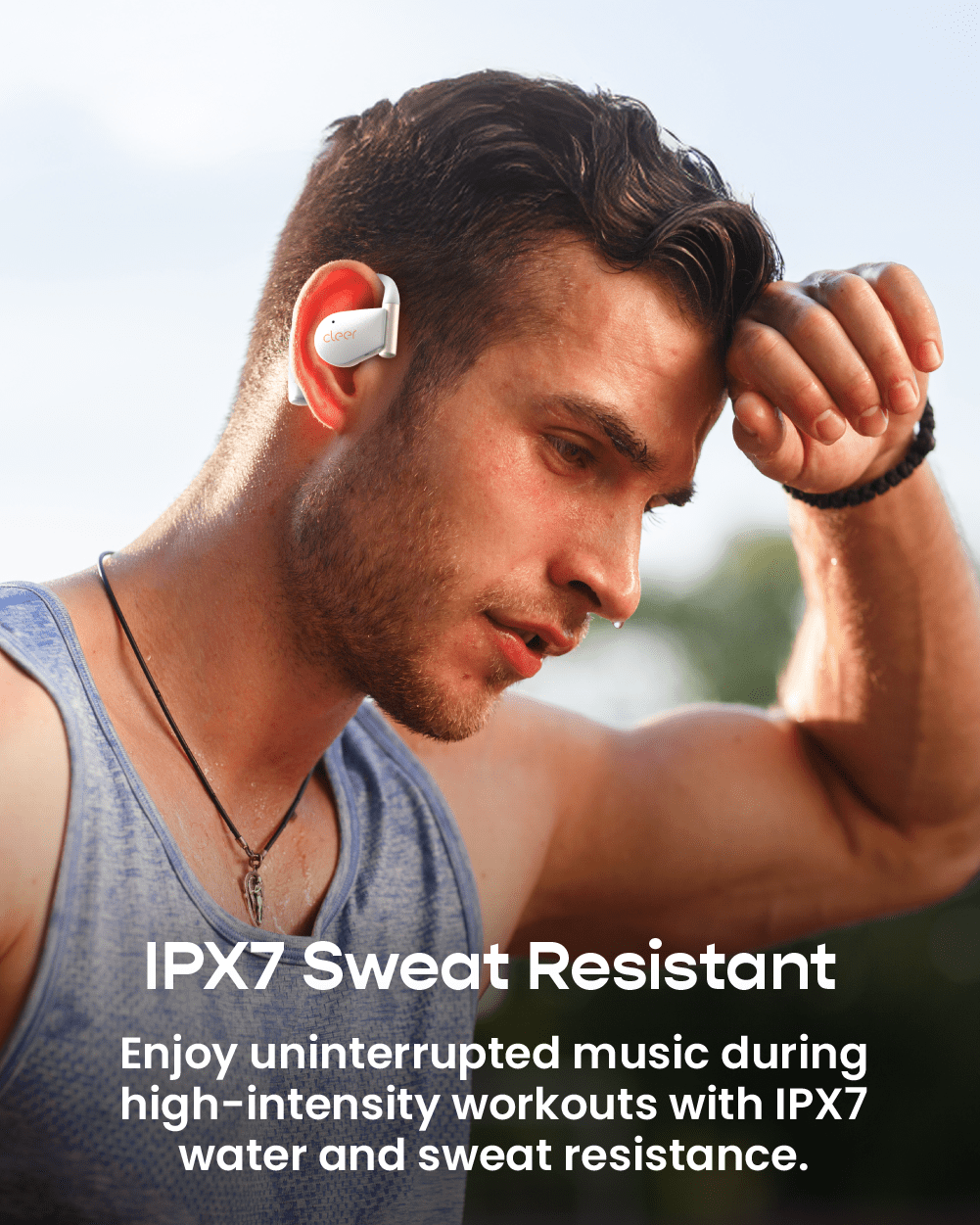 Cleer ARC 5 Open-Ear Wireless Earbuds with Ear Hooks, Dolby Atmos & THX Spatial Audio, 60H Battery, Fast Charge, IPX7 Waterproof Sports Headphones for Running & Workouts, White