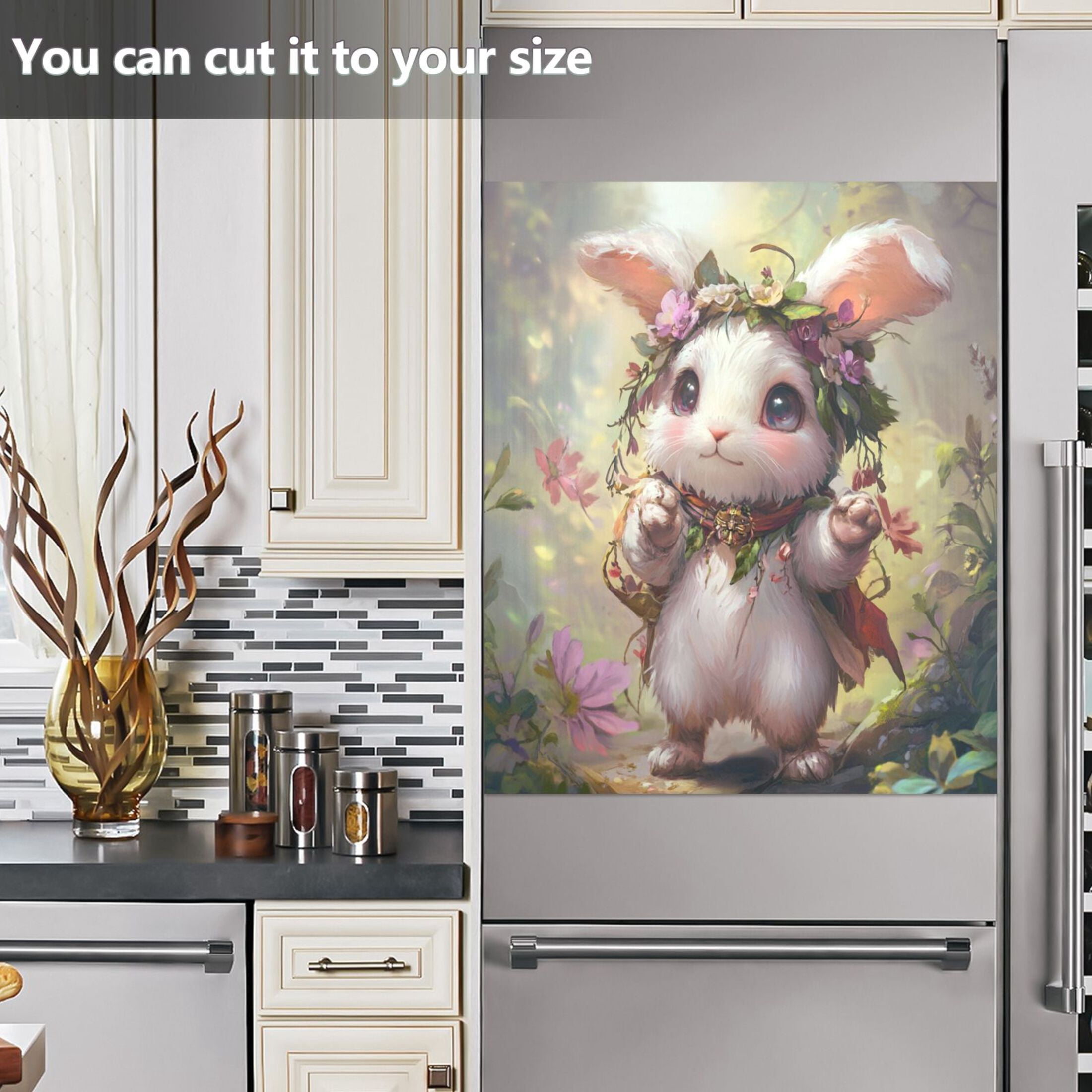Dishwasher Magnetic Sticker 23x26 Inch Refrigerator Magnetic Sticker Washing Machine Magnetic Sticker Kitchen Panel Magnetic Sticker Home Decor Cartoon Traveling Rabbit