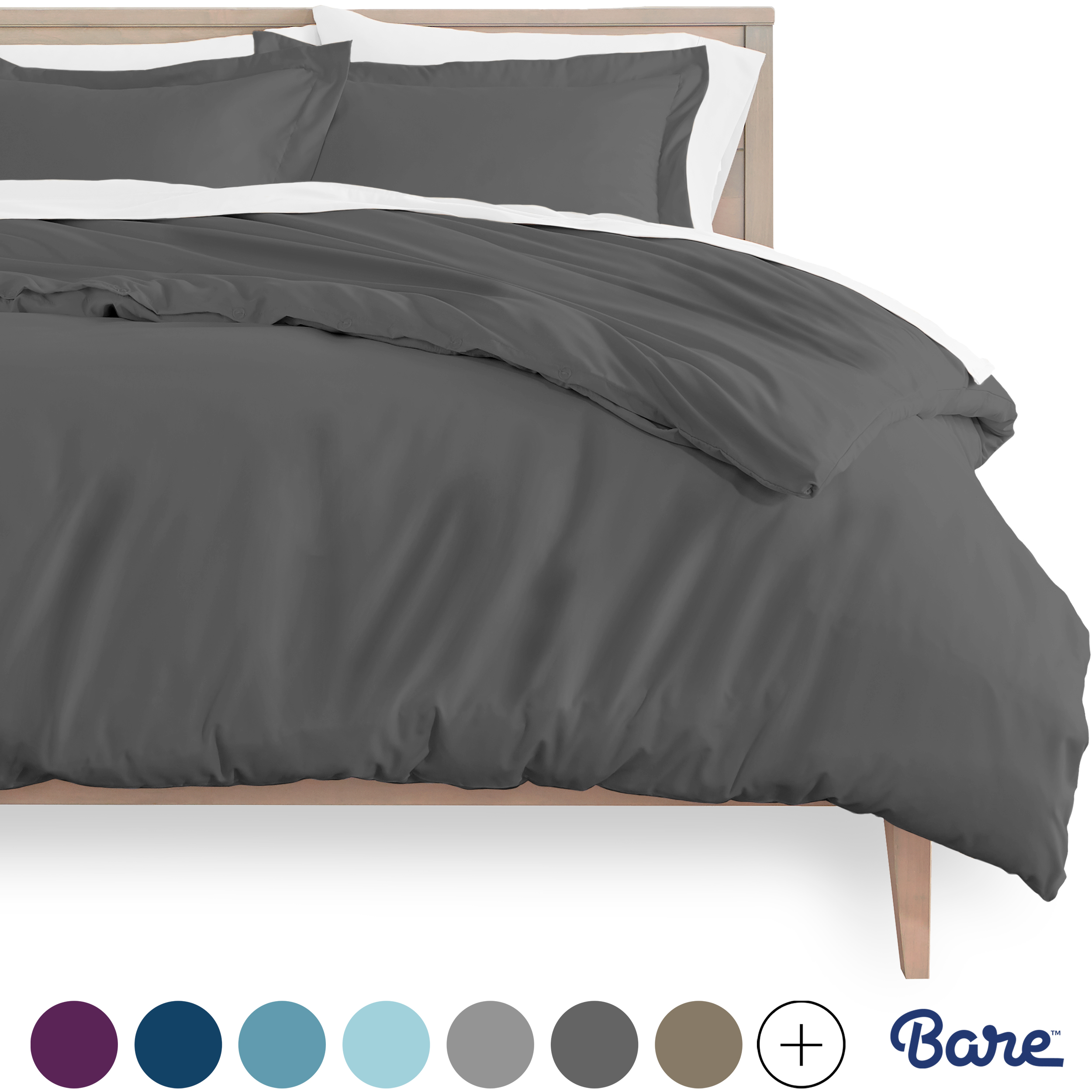Twin//Twin XL, Grey Hypoallergenic Premium 1800 Ultra-Soft Bare Home Duvet Cover Twin//Twin Extra Long Easy Care and Wrinkle Resistant Brushed Microfiber