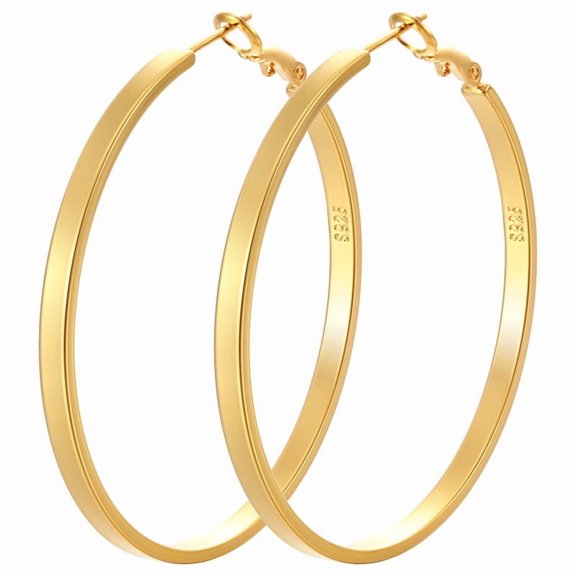 3mm Wide Silver Hoop Earrings for Women - Sterling Silver & 14K Gold Plated - Hypoallergenic 925 Silver - Big Hoop Earrings (30/40/50/60/70mm)
