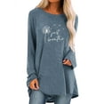 thumbnail image 1 of ManHanLi Women Just Breathe Letter Dandelions Graphic Floral Printed Long Sleeve Tunic Top, 1 of 2