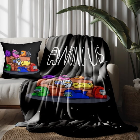 Throw Blanket for Among Us Flannel Blankets Soft Pillow Covers Set for Kids Boys Girls Gifts Couch Sofa decorative 30x40 Inch