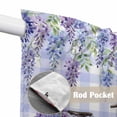 thumbnail image 4 of Purple Flowers Swag Valances for Windows, Kitchen Window Curtains Over Sink, Weeping Spring Floral Bicycle Checkered Window Treatment Curtains for Living Room/Bedroom Curtains 2 Panel Sets 36"x45", 4 of 8
