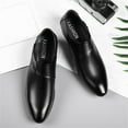 thumbnail image 5 of Leather Pointed Toe Dress Shoes for Men Comfortable Slip On Formal Loafers Wide Width Tuxedo Wedding Shoes, 5 of 7