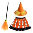 thumbnail image 3 of K-i-ds Orange Ghost Bell Pattern Tutu Skirt Halloween Party Dress Up Set with Matching Hat and Broom, 3 of 5