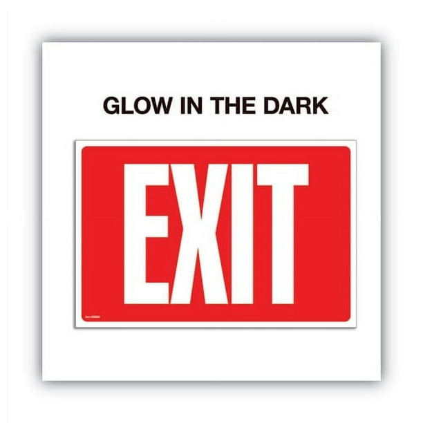 Glow-in-the-Dark Safety Sign, Exit, 12 x 8, Red Glow-in-the-Dark Safety Sign, Exit, 12 x 8, Red