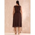 thumbnail image 2 of Coffee Brown Plus Size Sleeveless Mid-Length A-Line Bodycon Dress With Ruched Detail, 2 of 6