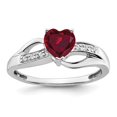 thumbnail image 1 of 14k White Gold Created Ruby and Real Diamond Heart Ring, 1 of 1
