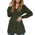 thumbnail image 2 of Rain Jacket for Women Long Sleeve Windproof Waterproof Hooded Zip Up Raincoat Windbreaker with Pockets Outerwear, 2 of 8