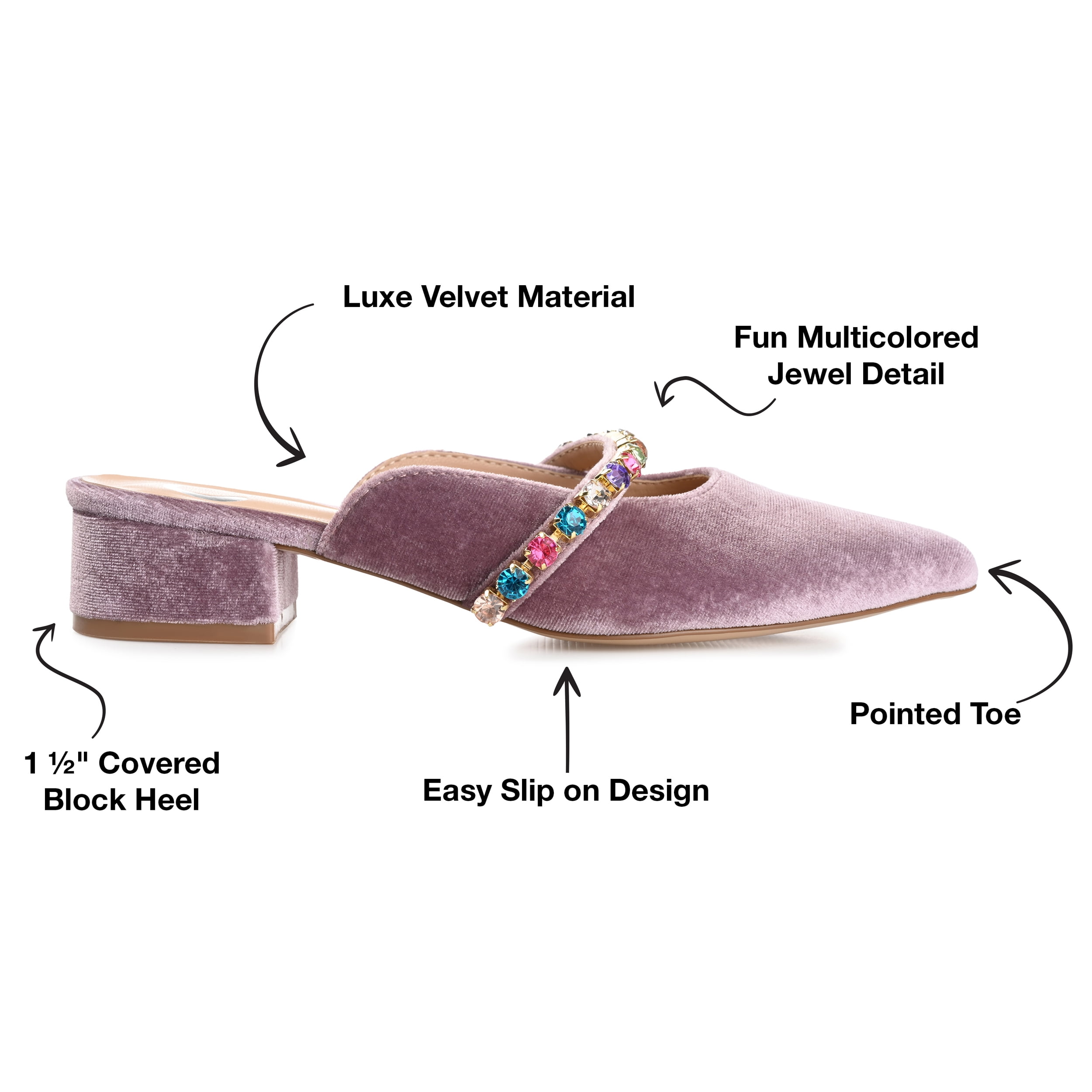 Journee Womens Jewel Mules Pointed Toe Slip On Evening Dress Flats
