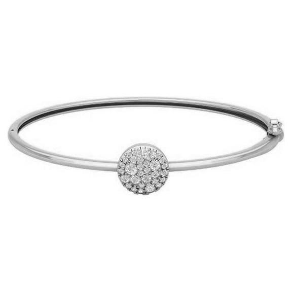 Araiya Fine JewelrySterling Silver Diamond Cluster Bangle Bracelet (1/2 Cttw, I-J/ I2-I3), 7.5"