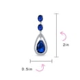 thumbnail image 4 of Bling Jewelry Womens Cocktail Bridal Cubic Zirconia Halo Big Statement Blue Teardrop CZ Chandelier Earrings Silver Plated, 4 of 6