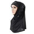 thumbnail image 2 of Travelwant Women Solid Color Lace Rhinestone Muslim Hijab Wrap Islamic Scarf Cap Head Cover, 2 of 8