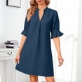 thumbnail image 2 of Summer Dresses For Women Sevevn Women's Eyelet Jacquard Mini Dress V Neck Half Sleeve Casual Shift Dress Dark Blue XL, 2 of 5