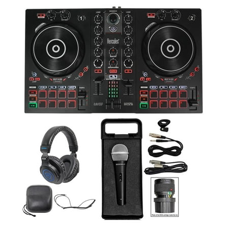 Hercules DJ CONTROL INPULSE 300 8-Pad DJ Controller w/Sound Card+Headphones+Mic