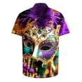thumbnail image 5 of BiZtdJrK Mardi Gras Outfit for Men, Fashion Novelty Printed Button Up Hawaiian Shirts Casual Turndown Collar Blouses Plus Size Holiday Summer Top Multicolor M Dollar Sales, 5 of 6