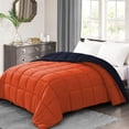thumbnail image 1 of BedDecor 300 GSM 1Pcs Reversible Solid (Orange-Navy Blue, Twin/Twin Xl) 100% Egyptian Cotton Base Down Alternative Comforter, 1 of 1