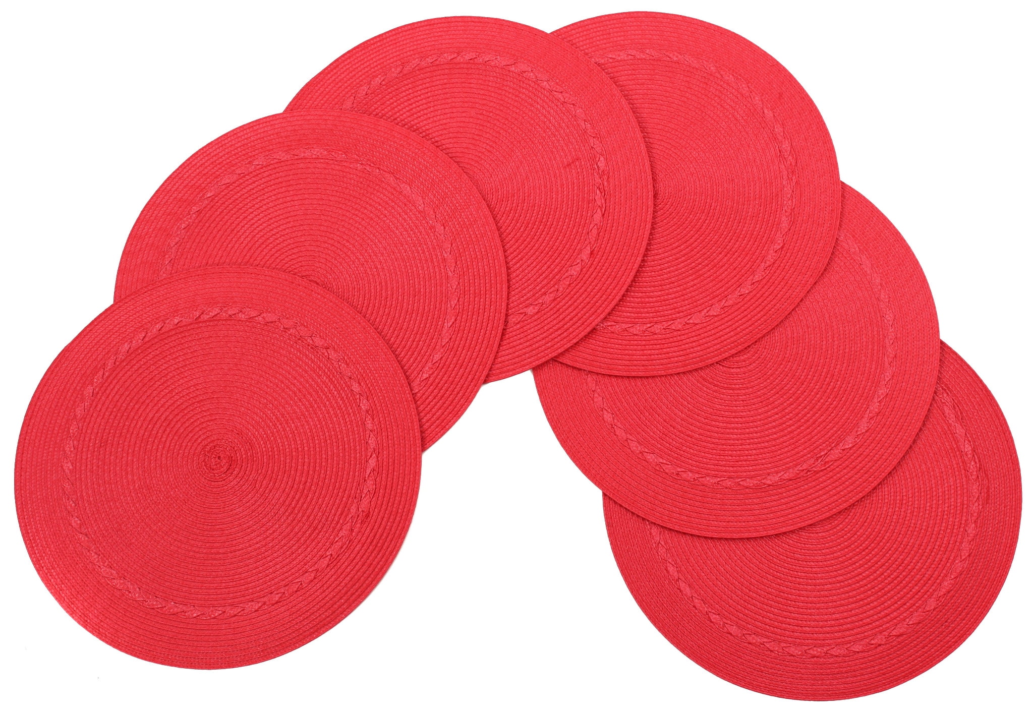 Ombre Placemat 15" round red metallic woven circle 