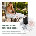 thumbnail image 5 of Round Outdoor Tablecloth with Umbrella Hole and Zipper, Red Grey Coastal Fitted Table Cover with Elastic Edge for 45-54 Inch, Nautical Summer Beach Coral Sea Turtle Waterproof Patio Tablecoths, 5 of 9
