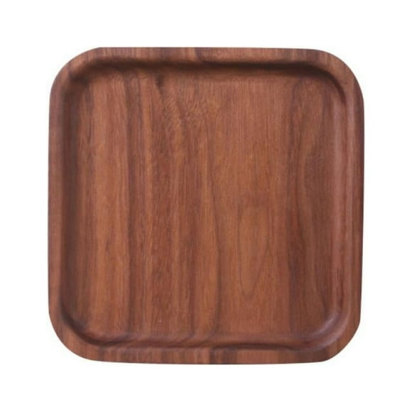 Black Walnut Wooden Tableware Round Cake Tray Dessert Serving Tray Kitchen Utensils-5 Square Stitching