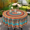 thumbnail image 4 of Boho Round Tablecloths 70 Inch, Wrinkle and Stain Resistant Table Cover Bohemian Round Table Cloth, Polyester Table Cloth Decor for Kitchen Table, 4 of 6